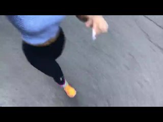girl in leggings jogging